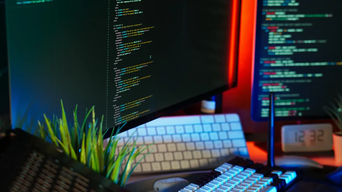A developer workspace with tools